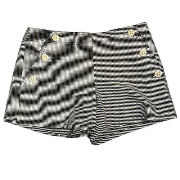 Trina Turk Cotton Woven Striped Sailor Button Shorts Size US 4 - Picture 1 of 4